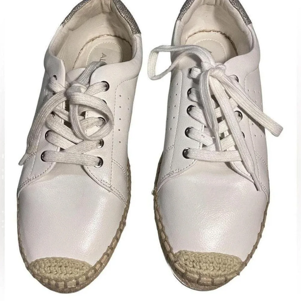 Aldo Women's white sneakers Espadrilles size 10 faux leather Size 10